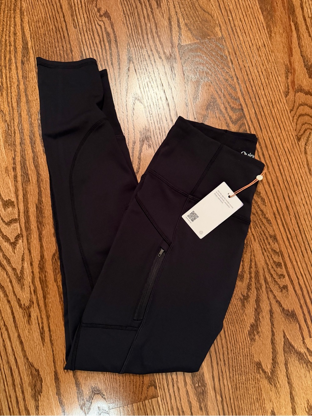 NEW Quince Black High-Waist Fleece-lined Active Leggings, Sz S